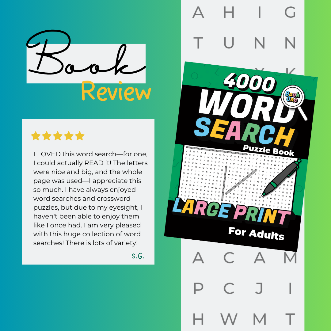 Juno Mint Books 4000 Word search Large Print puzzle book Book Review for 4000 Word Large Print Word Search